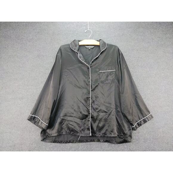 Alexander Del Rossa Palm Coast Florida Womans Satin Sleep Shirt Size 2X Black - Picture 5 of 11